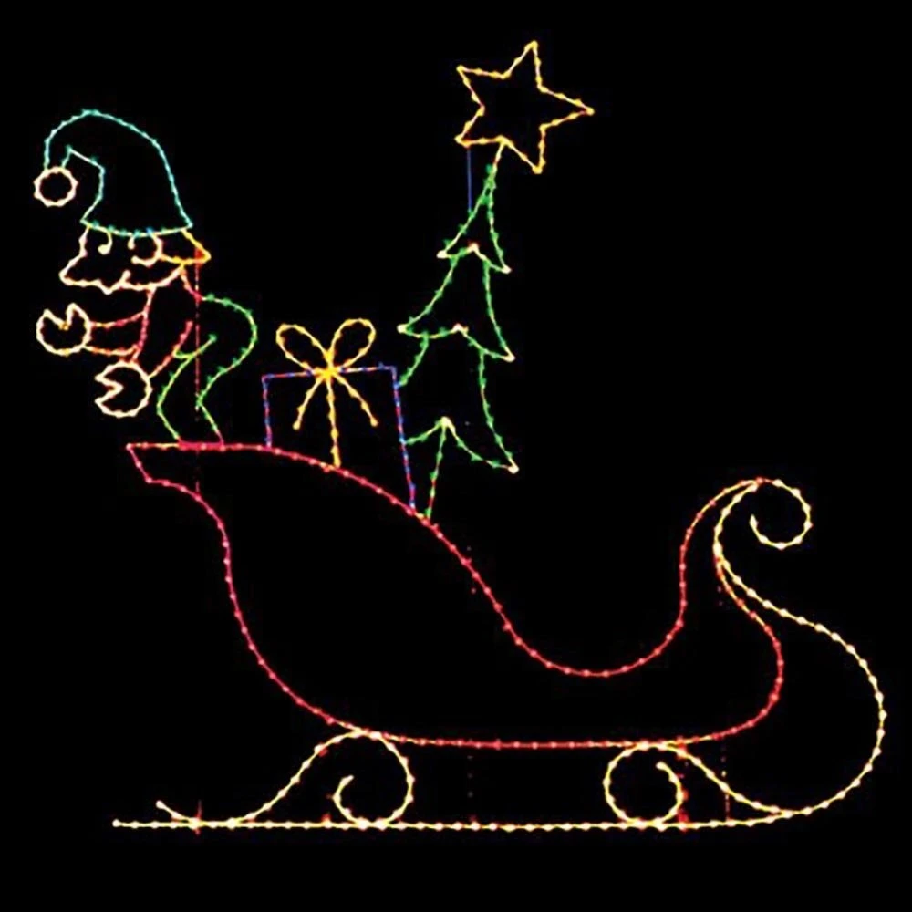18' Elf And Sleigh, LED 3 18' Elf And Sleigh, LED
