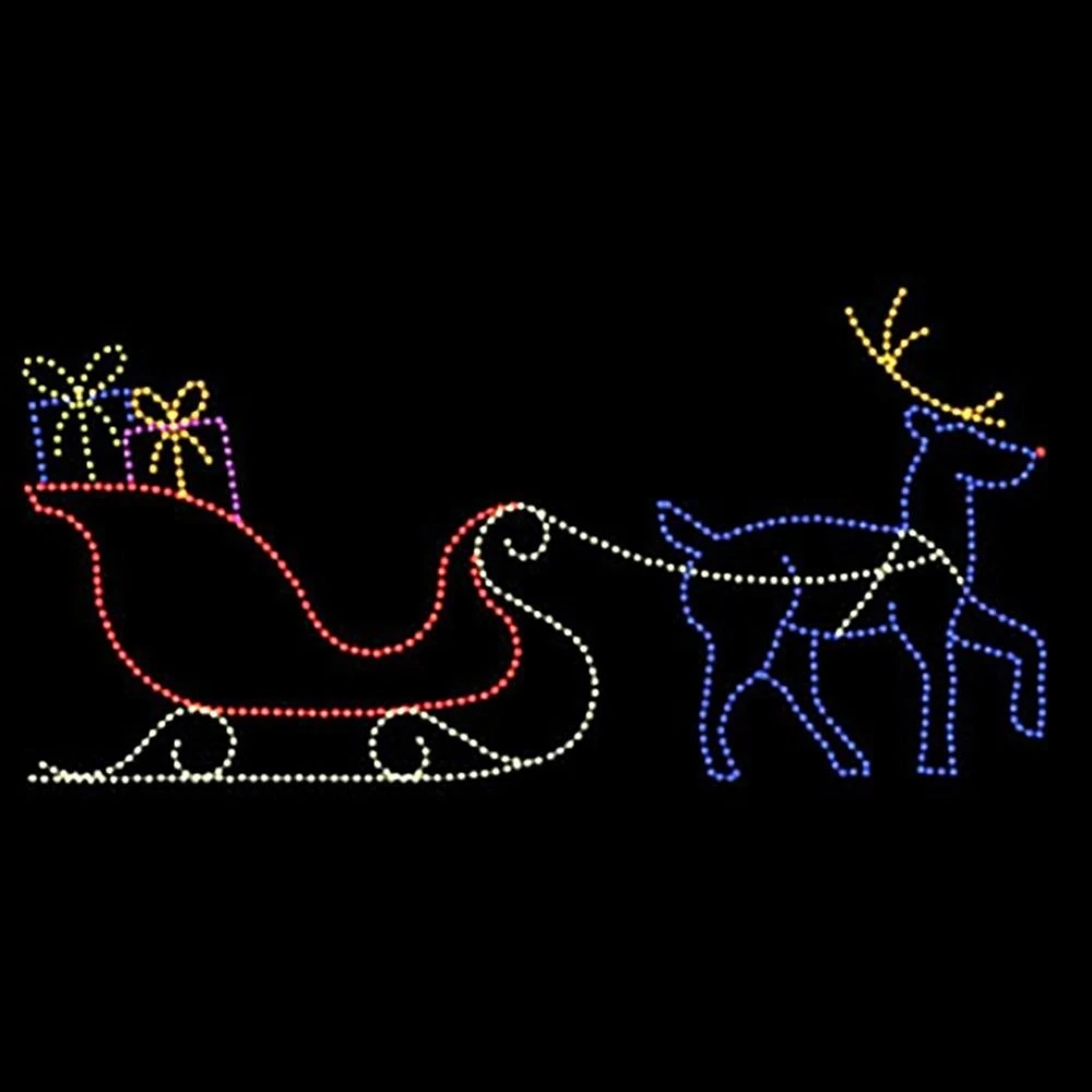 14' X 30' Sleigh And Reindeer, LED 3 14' X 30' Sleigh And Reindeer, LED