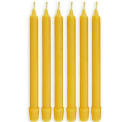 100% Pure Beeswax Candles (Set Of 6) Organic Hand Made - 8" Tall, 3/4" Diameter; Tapers