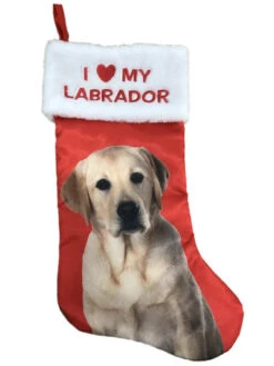 Red Satin I Love My Golden Labrador Christmas Holiday Stocking