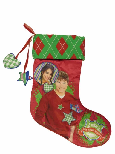 Disney HSM Red Satin High School Musical Christmas Holiday Stocking Zac Efron 3 Disney HSM Red Satin High School Musical Christmas Holiday Stocking Zac Efron
