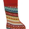 Colorful Red Nordic Snowflake Print Christmas Holiday Stocking