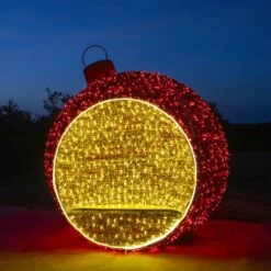 9' 3D Christmas Ornament - Warm White And Red - Photo Op Display 9 9' 3D Christmas Ornament - Warm White And Red - Photo Op Display -Christmas Decor Sale 3d 11021 a