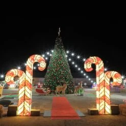 9' 3D LED Candy Cane - Red & Warm White 9 9' 3D LED Candy Cane - Red & Warm White -Christmas Decor Sale 3d 1j002 l