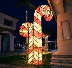 11' 3D LED Candy Cane - Red & Warm White -Christmas Decor Sale 3d 1j002 l3 1