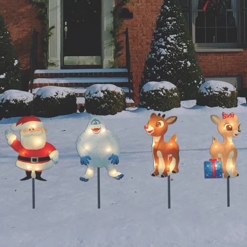 Northlight Set Of 4 Lighted Rudolph And Friends Christmas Pathway Markers - Clear Lights 4 Northlight Set Of 4 Lighted Rudolph And Friends Christmas Pathway Markers - Clear Lights - Image 2