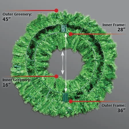 48" Deluxe Oregon Fir Wreath - Lit With Pure White And Red LEDS - No Bow 5 48" Deluxe Oregon Fir Wreath - Lit With Pure White And Red LEDS - No Bow - Image 3