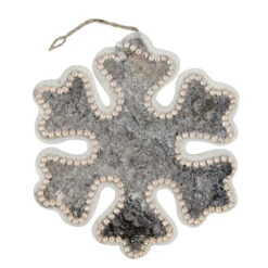 8" White And Brown Rustic Embellished Christmas Snowflake Ornament