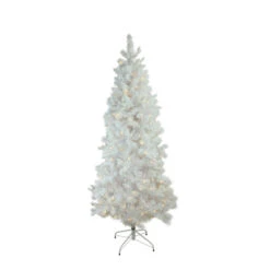 Northlight Pre-Lit Slim Flocked Pine Artificial Christmas Tree - 9' - Warm White LED Lights