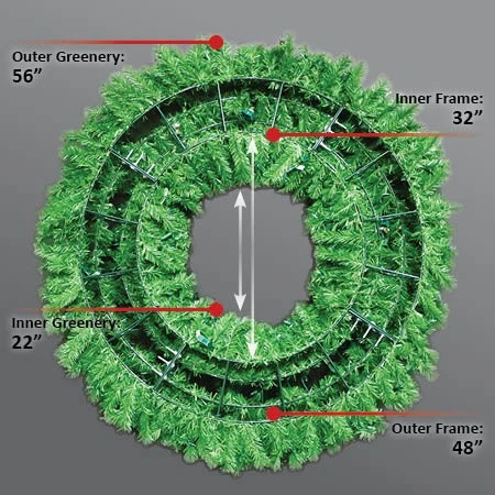 60" Deluxe Oregon Fir Wreath - Lit With Warm White And Red LEDs - No Bow 5 60" Deluxe Oregon Fir Wreath - Lit With Warm White And Red LEDs - No Bow - Image 3
