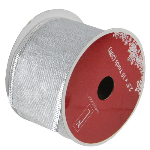 Northlight Shimmering Silver Christmas Wired Craft Ribbon 2.5" X 10 Yards 3 Northlight Shimmering Silver Christmas Wired Craft Ribbon 2.5" X 10 Yards