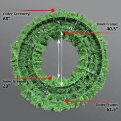 72" Lit LED Warm White Decorated Wreath - Traditional Décor - Bow Option Available -Christmas Decor Sale 72 inch 1 1