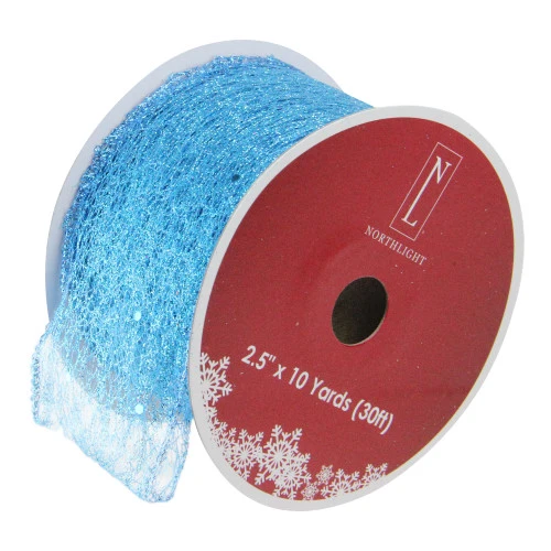 Northlight Glittering Blue Solid Wired Christmas Craft Ribbon 2.5" X 10 Yards 3 Northlight Glittering Blue Solid Wired Christmas Craft Ribbon 2.5" X 10 Yards