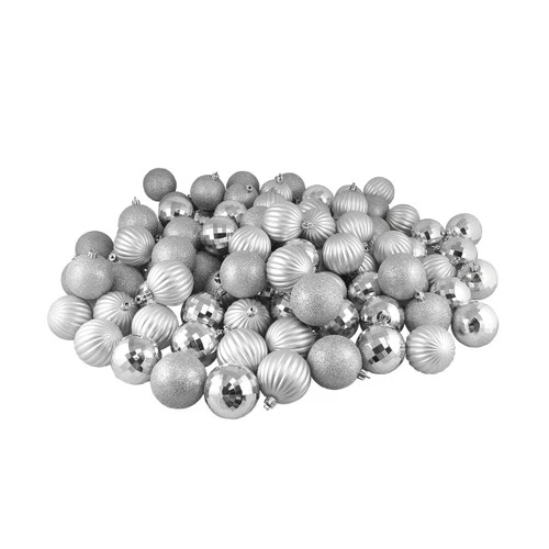 Northlight 100ct Silver Shatterproof 3-Finish Christmas Ball Ornaments 2.5" (60mm) 4 Northlight 100ct Silver Shatterproof 3-Finish Christmas Ball Ornaments 2.5" (60mm) - Image 2