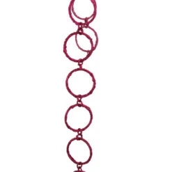 5' X 1.75" Pink Sparkling Glitter Round Circle Chain Artificial Christmas Garland - Unlit