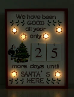BRUBAKER Christmas Countdown Calendar - Wooden Board With Calendar Sheets - White With 6 LED Lights - 11 X 1.57 X 14 Inches -Christmas Decor Sale AdventCalendar PETZ170881 4251219616643.3000.002 22644.1633721530