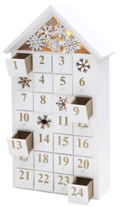 BRUBAKER Reusable Wooden Advent Calendar To Fill - White Snow House With LED Lighting - DIY Christmas Calendar 9.57 X 17.72 X 3.15 Inches -Christmas Decor Sale AdventCalendar PETZ171440 4251219616650.3000.002 74034.1633722395
