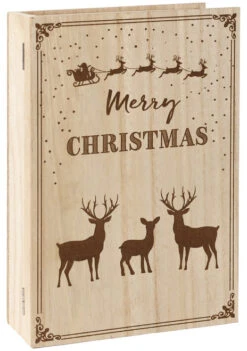BRUBAKER Reusable Wooden Advent Calendar To Fill - Merry Christmas Book - DIY Christmas Calendar 7.72 X 2.95 X 11.81 Inches