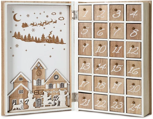 BRUBAKER Reusable Wooden Advent Calendar To Fill - Merry Christmas Book - DIY Christmas Calendar 7.72 X 2.95 X 11.81 Inches 4 BRUBAKER Reusable Wooden Advent Calendar To Fill - Merry Christmas Book - DIY Christmas Calendar 7.72 X 2.95 X 11.81 Inches - Image 2