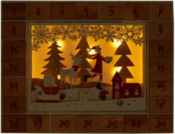 BRUBAKER Reusable Wooden Advent Calendar To Fill - Santa Claus In The Forest With LED Lighting - DIY Christmas Calendar 13.98 X 2.36 X 10.63 Inches -Christmas Decor Sale AdventCalendar PETZ200286 4251219627595.2500.006 20775.1633721576
