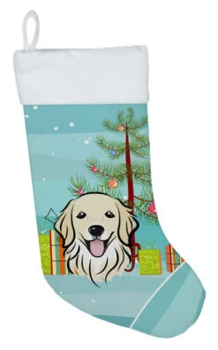 Christmas Tree And Golden Retriever Christmas Stocking BB1577CS