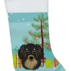 Christmas Tree And Longhair Black And Tan Dachshund Christmas Stocking BB1585CS