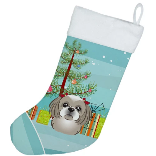 Christmas Tree And Gray Silver Shih Tzu Christmas Stocking BB1622CS 4 Christmas Tree And Gray Silver Shih Tzu Christmas Stocking BB1622CS - Image 2