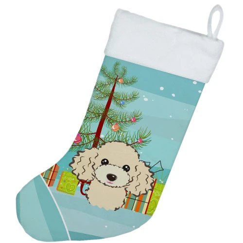 Christmas Tree And Buff Poodle Christmas Stocking BB1630CS 4 Christmas Tree And Buff Poodle Christmas Stocking BB1630CS - Image 2