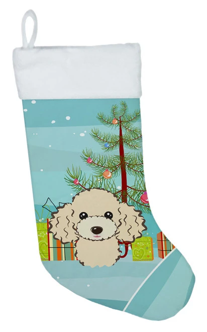 Christmas Tree And Buff Poodle Christmas Stocking BB1630CS 3 Christmas Tree And Buff Poodle Christmas Stocking BB1630CS