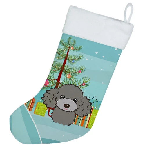 Christmas Tree And Silver Gray Poodle Christmas Stocking BB1631CS 4 Christmas Tree And Silver Gray Poodle Christmas Stocking BB1631CS - Image 2