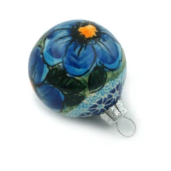 Polmedia Polish Pottery Christmas Ball Ornament 3" Corn In The Blue -Christmas Decor Sale H0304C 1 76116.1665605572