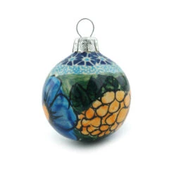 Polmedia Polish Pottery Christmas Ball Ornament 3" Corn In The Blue -Christmas Decor Sale H0304C 2 14383.1665605572
