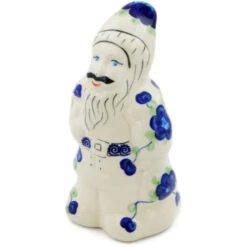 Polmedia Polish Pottery Santa Clause Figurine 7" Blue Poppies