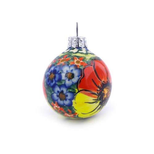 Polmedia Polish Pottery Christmas Ball Ornament 3" Mystical Garden 5 Polmedia Polish Pottery Christmas Ball Ornament 3" Mystical Garden - Image 3
