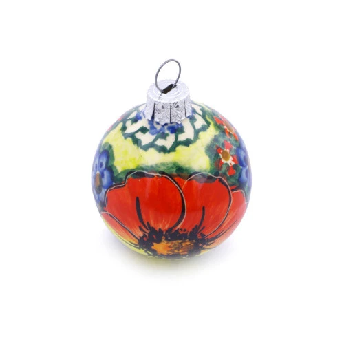 Polmedia Polish Pottery Christmas Ball Ornament 3" Mystical Garden 3 Polmedia Polish Pottery Christmas Ball Ornament 3" Mystical Garden