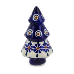 Polmedia Polish Pottery Christmas Tree Figurine 5" Peacock -Christmas Decor Sale H2783K 1 21312.1665605857