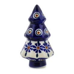 Polmedia Polish Pottery Christmas Tree Figurine 5" Peacock -Christmas Decor Sale H2783K 2 35869.1665605857