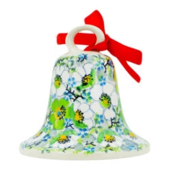 Polmedia Polish Pottery Bell Ornament 4" Spearmint Fresh -Christmas Decor Sale H4303L 1 84664.1665605587