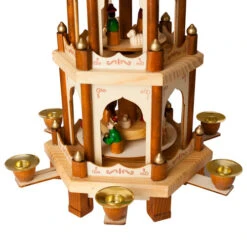BRUBAKER Wooden Christmas Pyramid - 18 Inches - 3 Tier Carousel - Nativity Play - Designed In Germany -Christmas Decor Sale Pyramid 4043.00 brown 4260211297620.1500.003 01364.1633637440