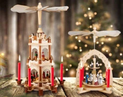 BRUBAKER Wooden Christmas Pyramid - 18 Inches - 3 Tier Carousel - Nativity Play - Designed In Germany -Christmas Decor Sale Pyramid 4043.00 brown 4260211297620.1500.009 99699.1633637446