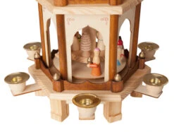 BRUBAKER Christmas Pyramid - 24 Inches - 4 Tier Carousel With 6 Candle Holders And Hand Painted Figurines - Designed In Germany -Christmas Decor Sale Pyramid 60er brown 4260245647514.1600.005 22882.1633636833