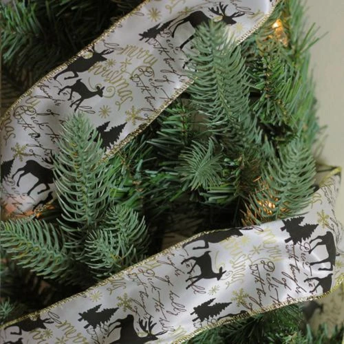 Northlight White And Black Playful Reindeer Christmas Wired Craft Ribbon 2.5" X 10 Yards 5 Northlight White And Black Playful Reindeer Christmas Wired Craft Ribbon 2.5" X 10 Yards - Image 3