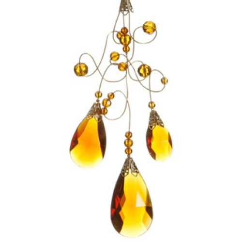 9.75" Amber And Gold Faceted Beads Christmas Teardrop Ornament 4 9.75" Amber And Gold Faceted Beads Christmas Teardrop Ornament - Image 2