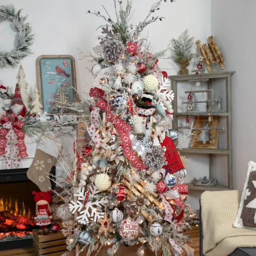 Northlight 5.25" Glittered Red And White Snowflake Glass Finial Christmas Ornament 4 Northlight 5.25" Glittered Red And White Snowflake Glass Finial Christmas Ornament - Image 2