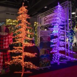 Christmas Designers 7' Ice Sculpture Christmas Tree - Amber/Orange -Christmas Decor Sale amber and purple ice trees 2