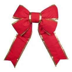 12" Red Canvas With Gold Trim Bow