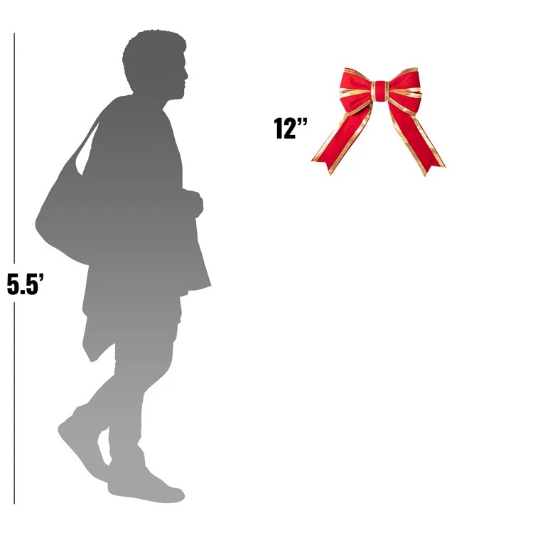 12" Red Canvas With Gold Trim Bow 4 12" Red Canvas With Gold Trim Bow - Image 3