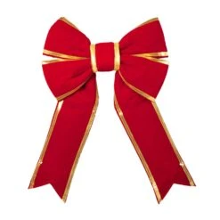 Christmas Designers 18" Red Velvet With Gold Trim Christmas Bow