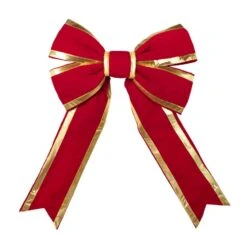 Christmas Designers 24" Red Velvet With Gold Trim Christmas Bow