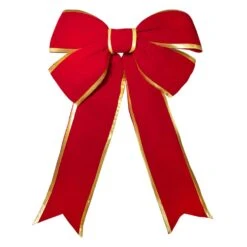 60" Red Velvet With Gold Trim Christmas Bow